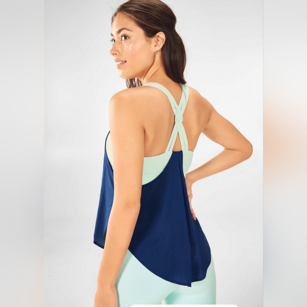 Fabletics Blue and Green Backless Tank Top